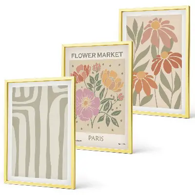 Wanddecoratieset met botanische schilderijen in minimalistische Parijse stijl