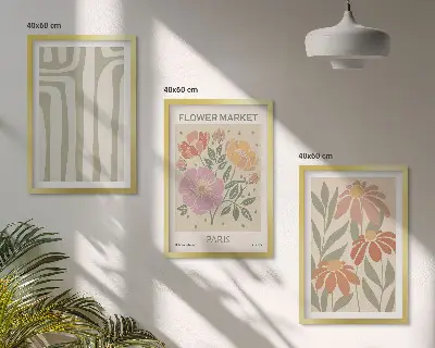 Wanddecoratieset met botanische schilderijen in minimalistische Parijse stijl