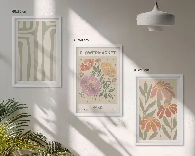 Wanddecoratieset met botanische schilderijen in minimalistische Parijse stijl