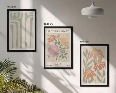 Wanddecoratieset met botanische schilderijen in minimalistische Parijse stijl
