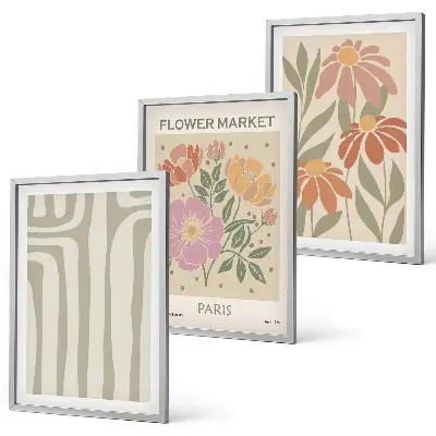 Wanddecoratieset met botanische schilderijen in minimalistische Parijse stijl