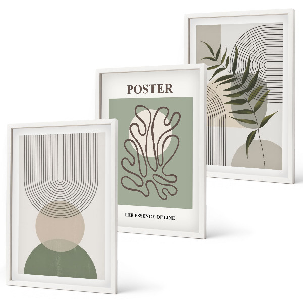 Wanddecoratie set schilderijen Geometryczne botaniczne wzory