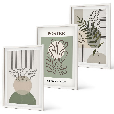 Wanddecoratie set schilderijen Geometryczne botaniczne wzory