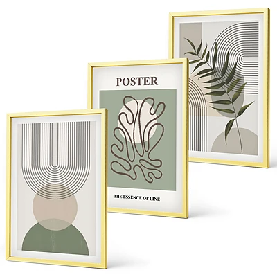 Set wanddecoratie met schilderijen met geometrische botanische patronen