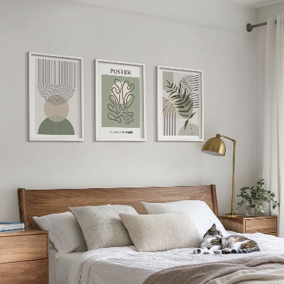 Wanddecoratie set schilderijen Geometryczne botaniczne wzory