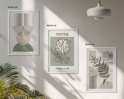 Wanddecoratie set schilderijen Geometryczne botaniczne wzory