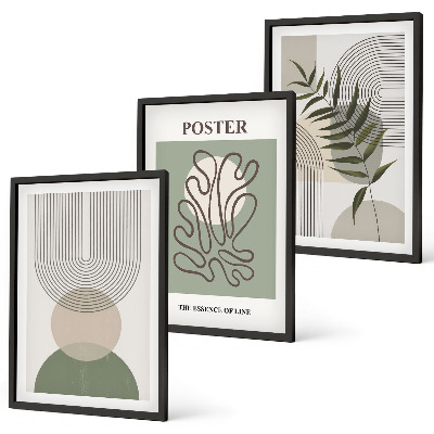 Wanddecoratie set schilderijen Geometryczne botaniczne wzory