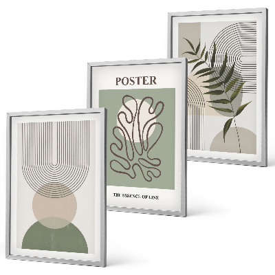 Wanddecoratie set schilderijen Geometryczne botaniczne wzory