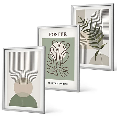 Set wanddecoratie met schilderijen met geometrische botanische patronen