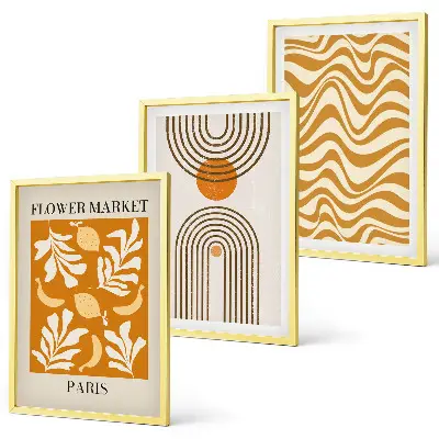 Set van wanddecoratie schilderijen met geometrische plantenmotieven