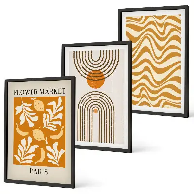 Set van wanddecoratie schilderijen met geometrische plantenmotieven
