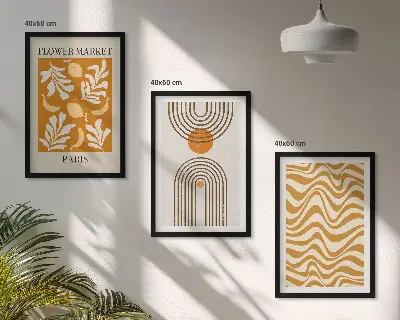 Set van wanddecoratie schilderijen met geometrische plantenmotieven