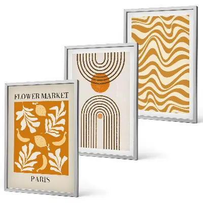 Set van wanddecoratie schilderijen met geometrische plantenmotieven