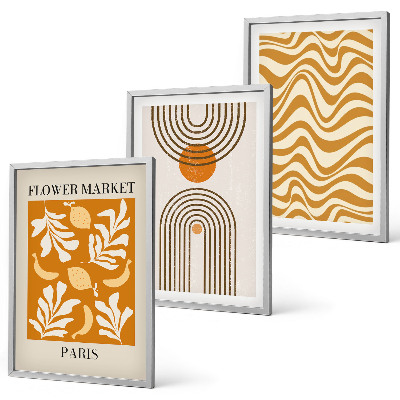 Wanddecoratie set schilderijen Wzory roślinne geometryczne postery