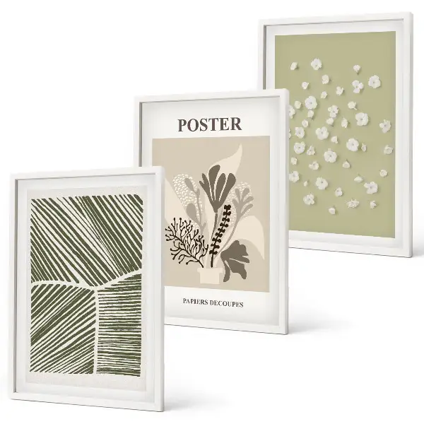 Wanddecoratie set schilderijen met rustige botanische motieven