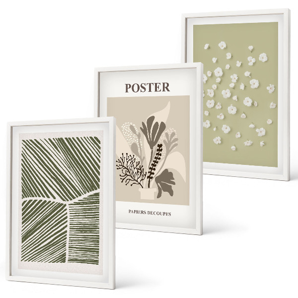 Wanddecoratie set schilderijen Roślinne motywy stonowane