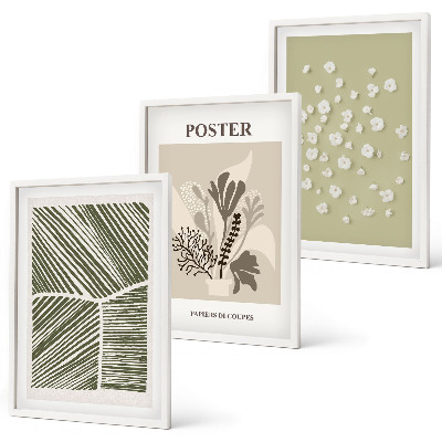Wanddecoratie set schilderijen Roślinne motywy stonowane