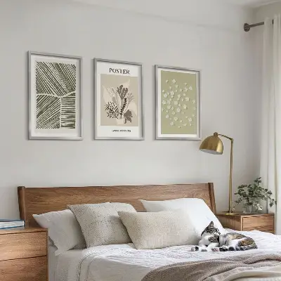 Wanddecoratie set schilderijen met rustige botanische motieven