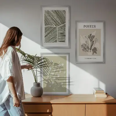 Wanddecoratie set schilderijen met rustige botanische motieven