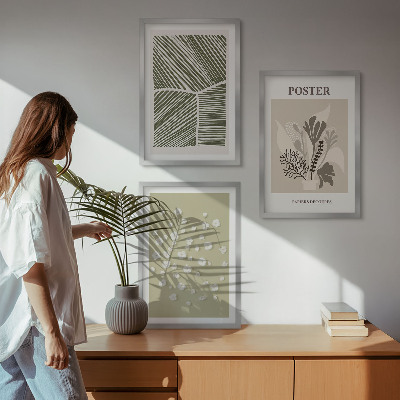 Wanddecoratie set schilderijen Roślinne motywy stonowane