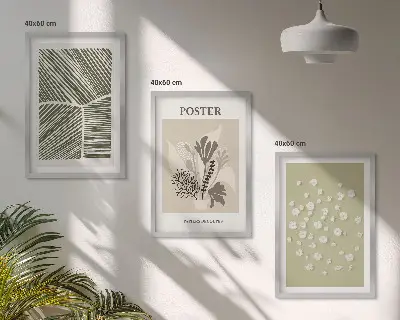 Wanddecoratie set schilderijen met rustige botanische motieven