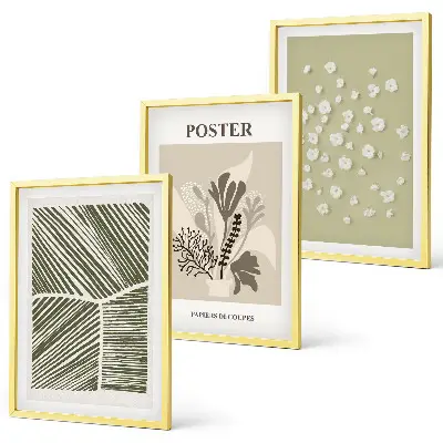 Wanddecoratie set schilderijen met rustige botanische motieven
