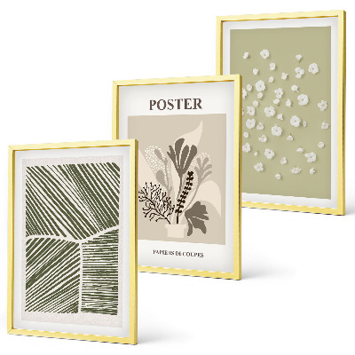 Wanddecoratie set schilderijen Roślinne motywy stonowane