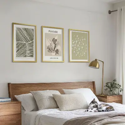 Wanddecoratie set schilderijen met rustige botanische motieven
