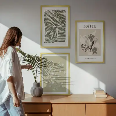 Wanddecoratie set schilderijen met rustige botanische motieven