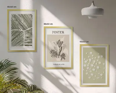Wanddecoratie set schilderijen met rustige botanische motieven