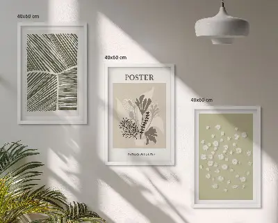 Wanddecoratie set schilderijen met rustige botanische motieven