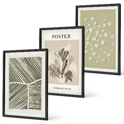 Wanddecoratie set schilderijen met rustige botanische motieven