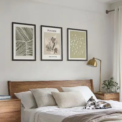 Wanddecoratie set schilderijen met rustige botanische motieven