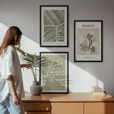 Wanddecoratie set schilderijen met rustige botanische motieven