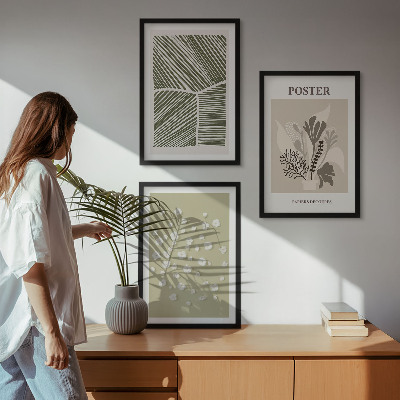 Wanddecoratie set schilderijen Roślinne motywy stonowane