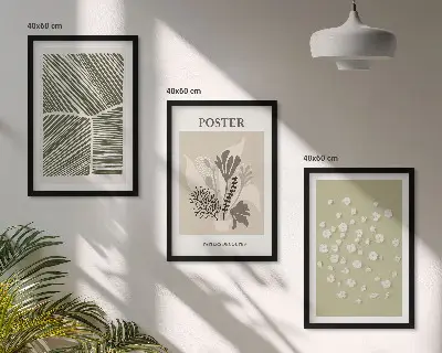 Wanddecoratie set schilderijen met rustige botanische motieven