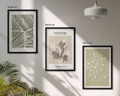 Wanddecoratie set schilderijen Roślinne motywy stonowane