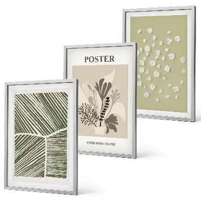 Wanddecoratie set schilderijen met rustige botanische motieven