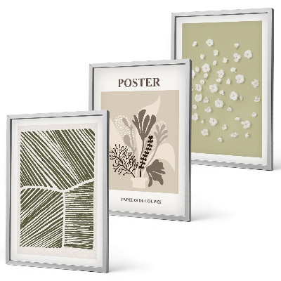 Wanddecoratie set schilderijen Roślinne motywy stonowane