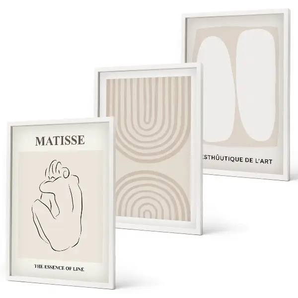 Wanddecoratieset met schilderijen minimalistische lijnen