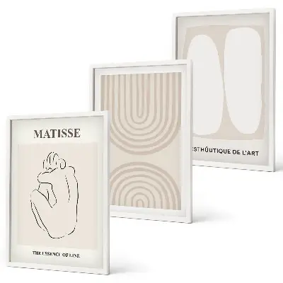 Wanddecoratieset met schilderijen minimalistische lijnen