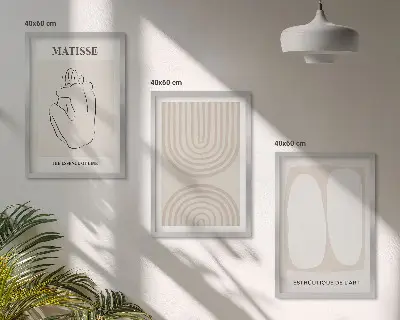 Wanddecoratieset met schilderijen minimalistische lijnen