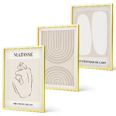 Wanddecoratieset met schilderijen minimalistische lijnen