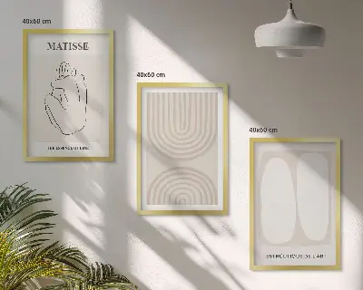 Wanddecoratieset met schilderijen minimalistische lijnen
