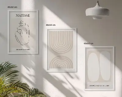 Wanddecoratieset met schilderijen minimalistische lijnen