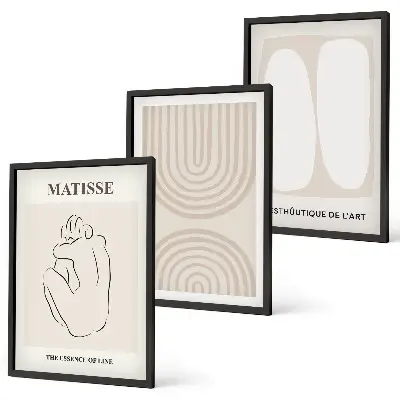 Wanddecoratieset met schilderijen minimalistische lijnen