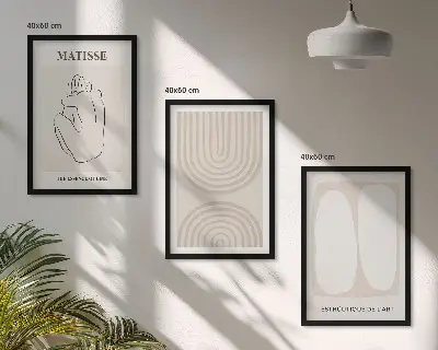 Wanddecoratieset met schilderijen minimalistische lijnen