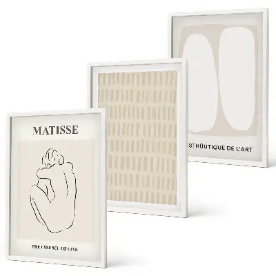 Fotowand met abstracte lijnen en vormen in beige en wit