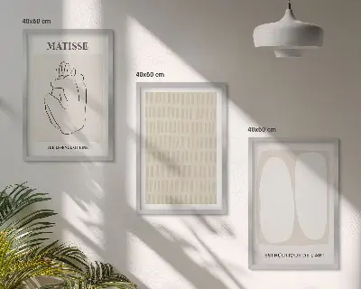 Fotowand met abstracte lijnen en vormen in beige en wit