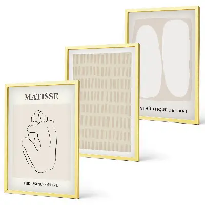 Fotowand met abstracte lijnen en vormen in beige en wit